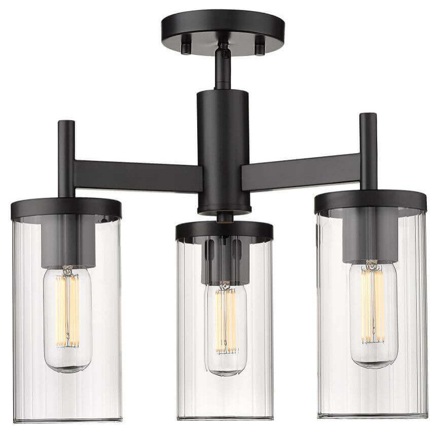 Semi-Flush Mount in Black, 17