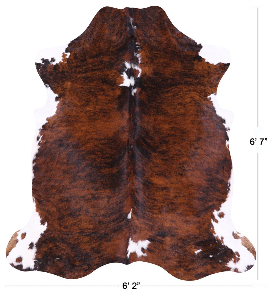 6' 7" X 6' 2" Brindle Natural Cowhide Rug C2192
