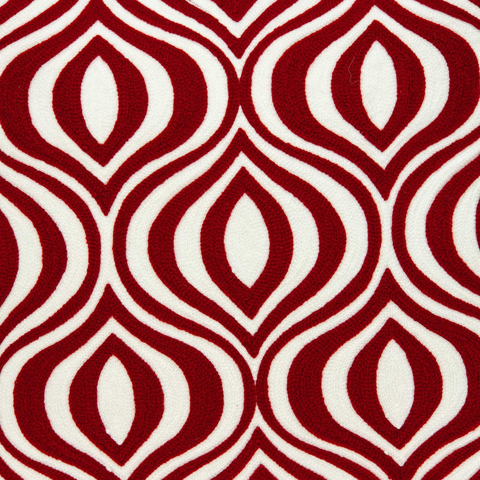 HomeRoots 20" x 0.5" x 20" Transitional Red and White Pillow Cover