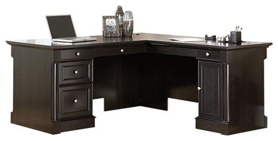 Sauder Palladia Engineered Wood L-Shaped Computer Desk in Wind Oak