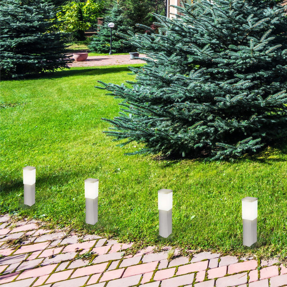 1x60W Outdoor Path Light With Stainless Steel Finish and Opal Frosted Glass