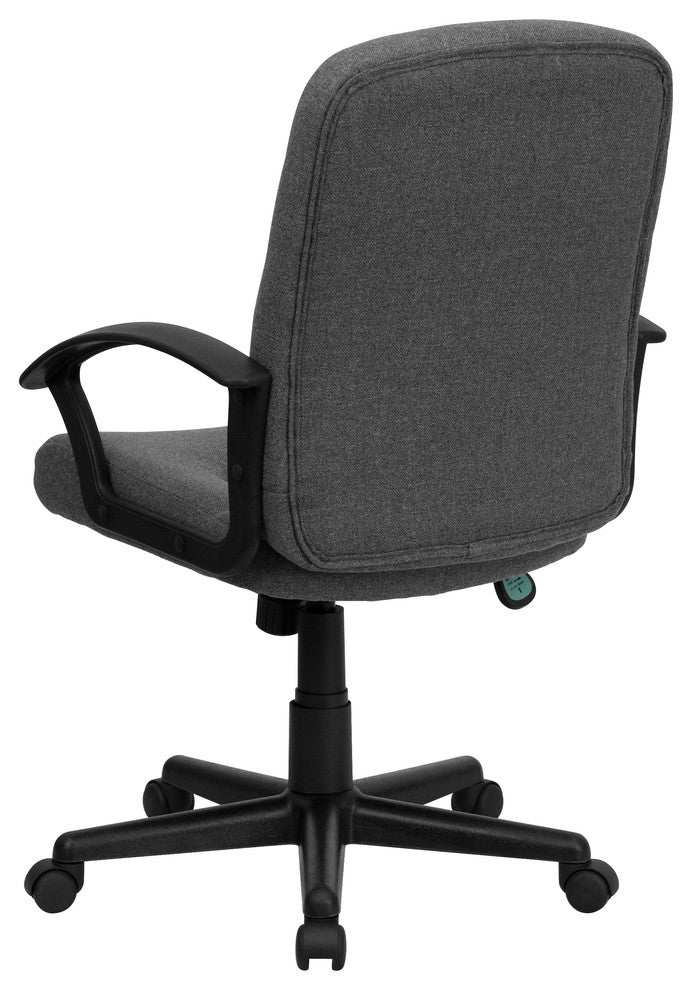 Mid-Back Gray Fabric Executive Swivel Chair With Nylon Arms