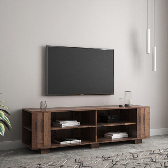 65 inch TV stand Modern Entertainment Center with 8 Open Shelves brown