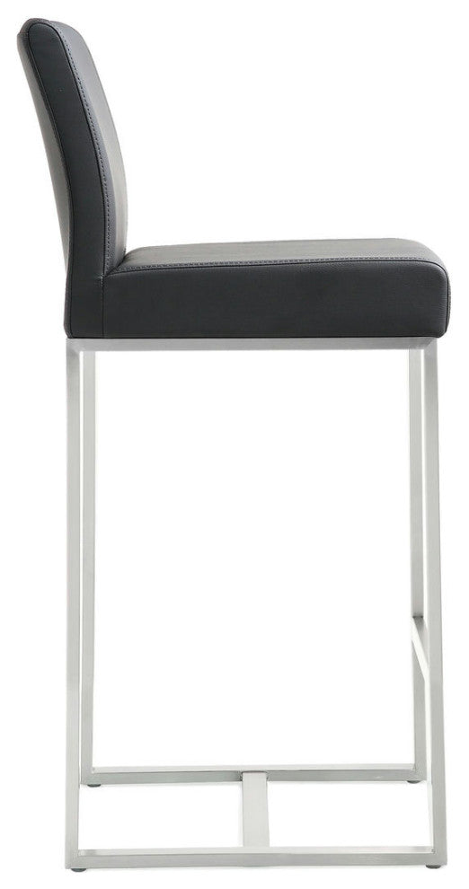 TOV Furniture Denmark Black Stainless Steel Counter Stool (Set of 2)