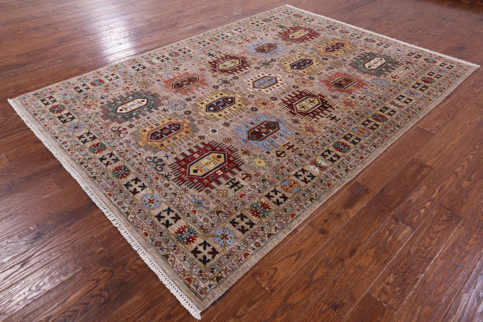 6' 11" X 9' 10" Fine Turkmen Ersari Handmade Wool Rug Q10189