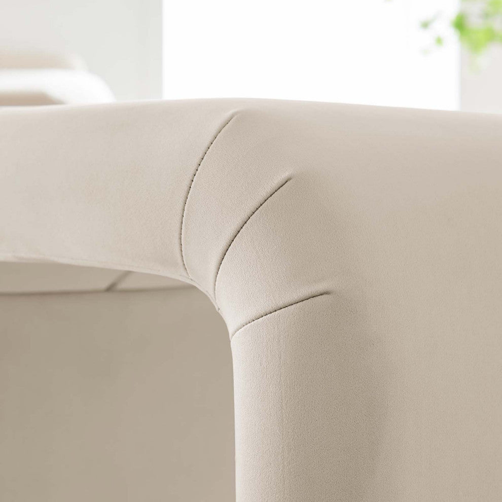 Koda Performance Velvet Waterfall Stool - Brass Almond