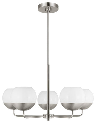 Alvin Five Light Chandelier, Brushed Nickel