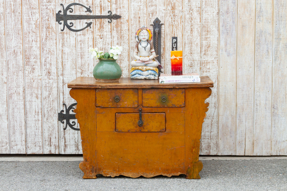 Antique Ming Style Yellow Money Chest