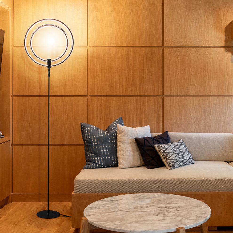 Brightech Eclipse Modern LED Torchiere Floor Lamp - Very High Brightness, Black