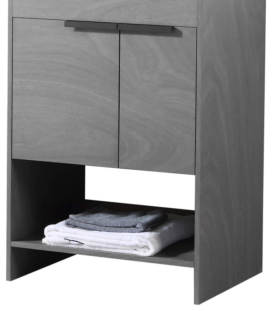 Phoenix Bath Vanity With Ceramic Sink - Full Assembly Required, Classic Grey, 24 Inch