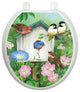 Blooming Birdhouse Toilet Tattoos Seat Cover, Vinyl Lid Decal, Bathroom Accent, Round