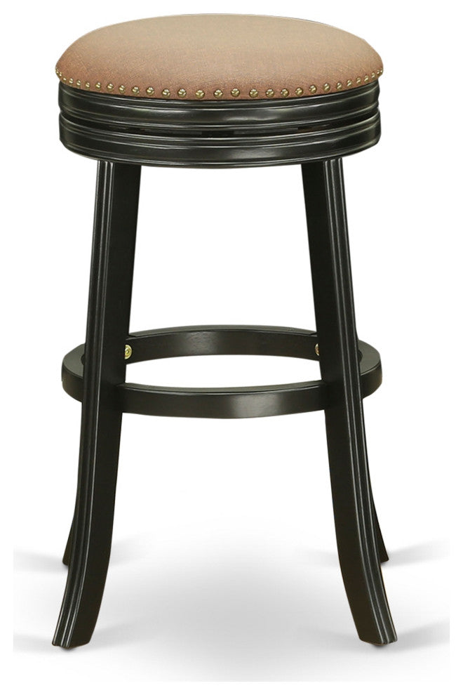 Swivel Backless Barstool 30'' Seat Height, Black Leg, F12-12 Pu Leather Brown