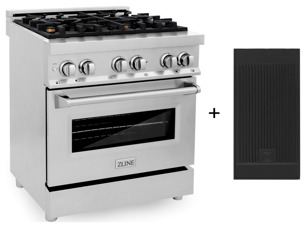 ZLINE 30" Dual Fuel Range With Brass Burners and Reversible Griddle RA-BR-GR-30