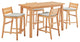 Riverlake 5 Piece Outdoor Patio Ash Wood Bar Set Natural Taupe