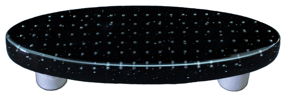 Art Glass Bubbles Pull Oval, Alum Post, Bubbles Black