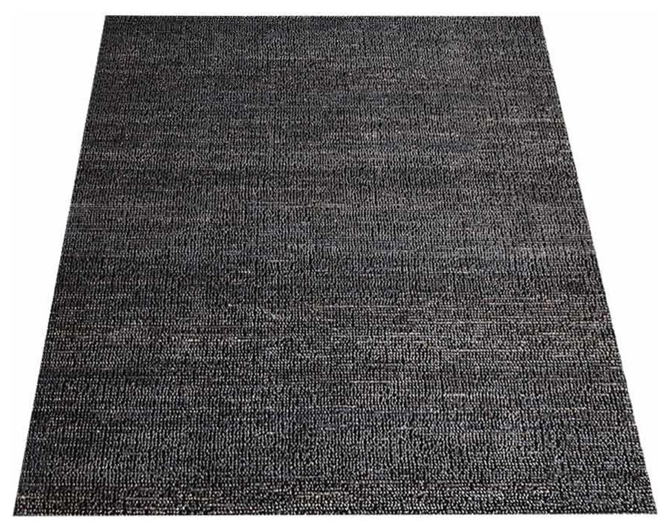 HAND WOVEN JUTE ECO-FRIENDLY SOLID AREA RUGS, Charcoal, Solid, Outdoor Indoor, [Rectangle] 5'x8'