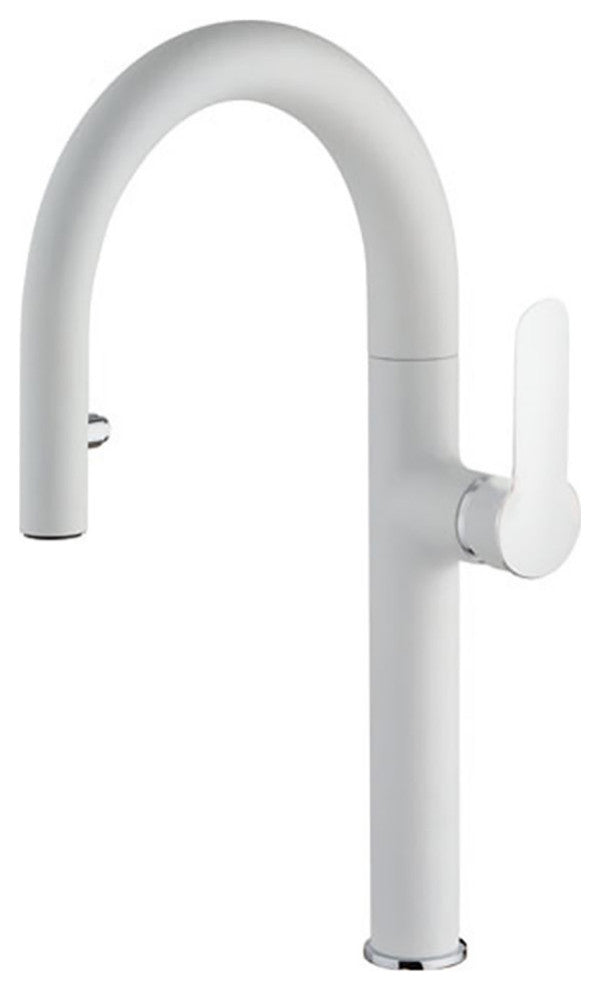 LaToscana Nove Single Handle Pull-Down Spray Kitchen Faucet, White Metallic