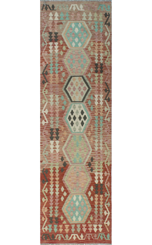 Sun Faded Flatweave Ronna Red/Ivory Runner, 2'9x9'7