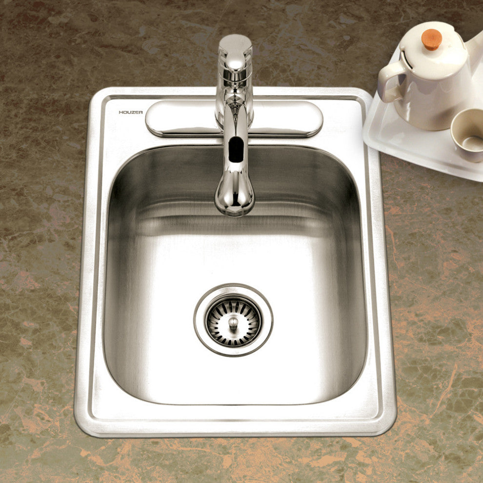 Houzer A1722-7BS Glowtone 17" Drop In Single Basin Stainless - Stainless Steel