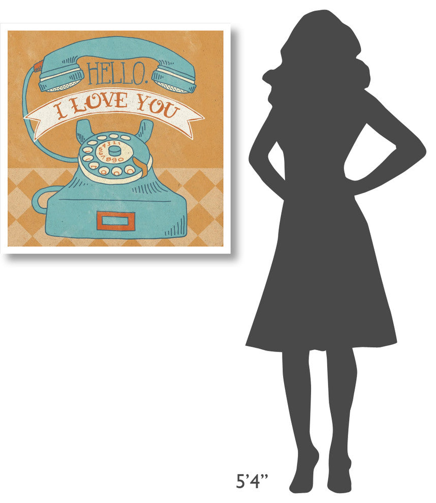 "Hello I Love You Orange" Digital Paper Print by Mary Urban, 32"x32"