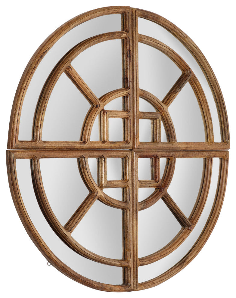 Finley Rustic Handcrafted Round Pie Mirror