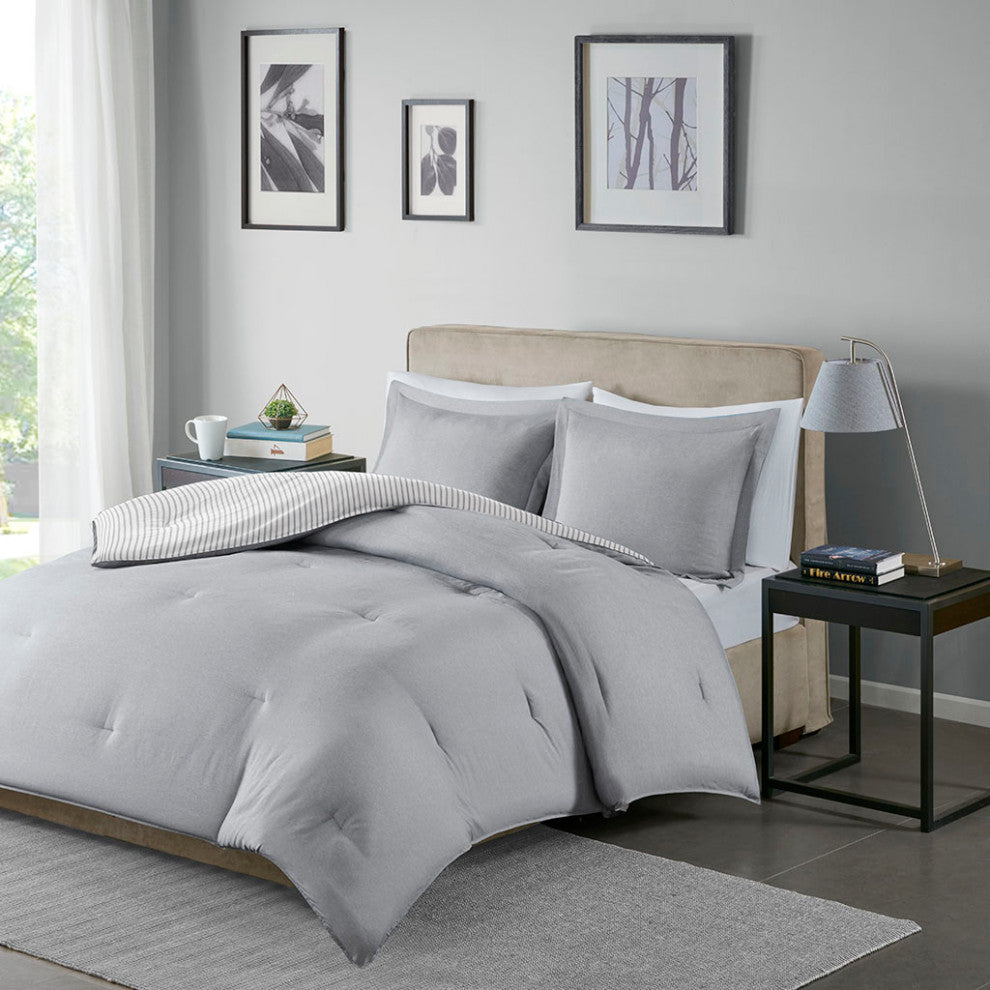 Madison Park Essentials Hayden Reversible Stripe Down Alternative Comforter Set