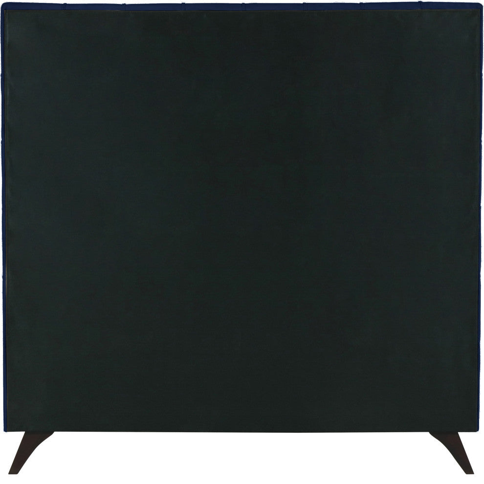 Elly Velvet Upholstered Bed, Navy, Queen