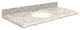 Quartz 25"x19" 1 Sink Vanity Top, White Bowl, Almond Delite, 8" Centerset