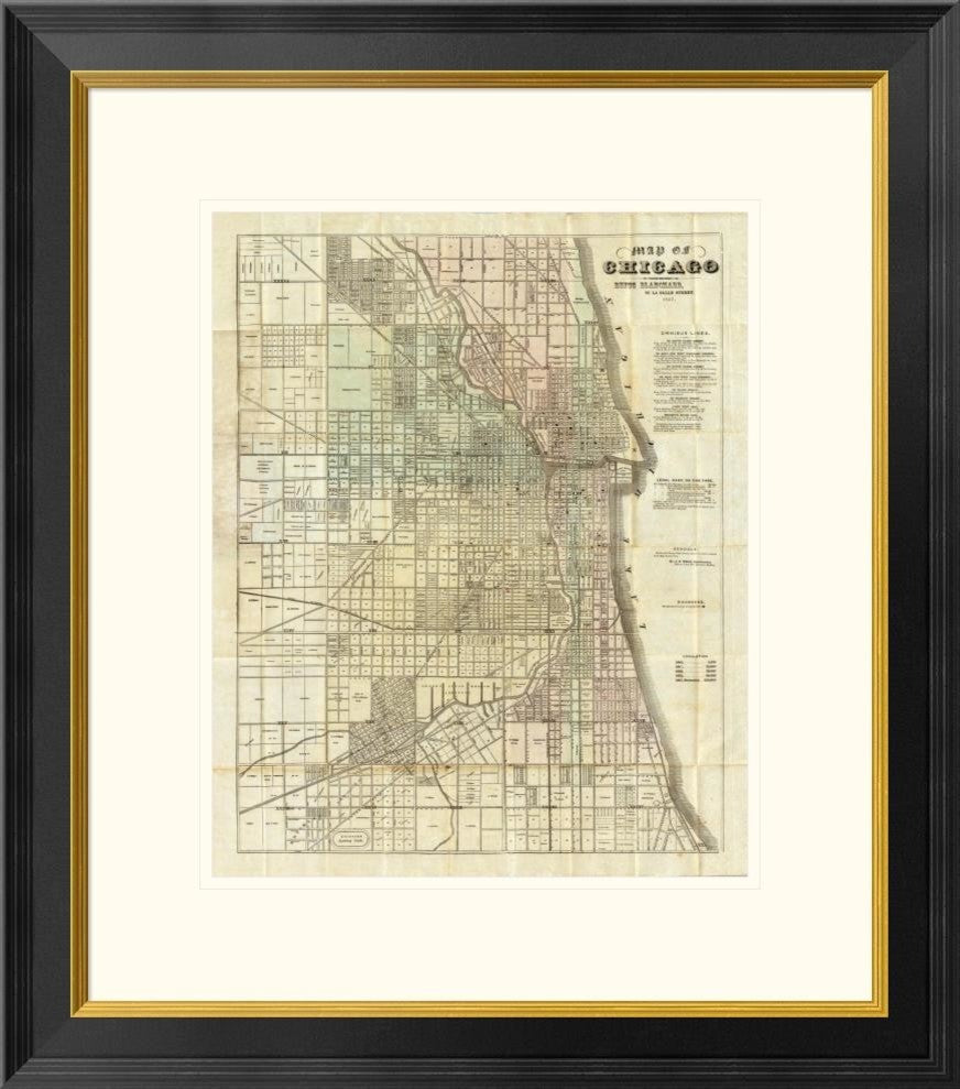 "Map of Chicago, 1857" Framed Digital Print by Rufus Blanchard, 23x26"