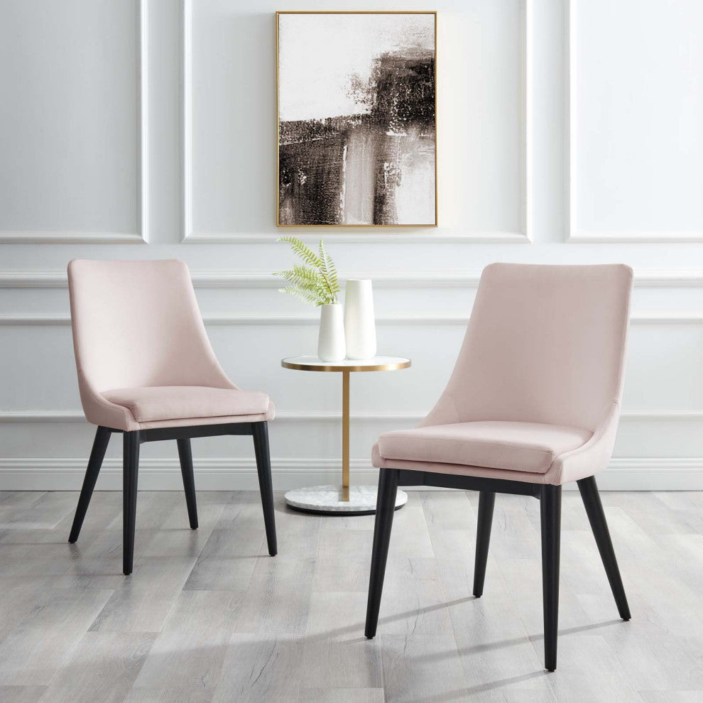 Side Dining Chair, Pink, Velvet, Modern, Kitchen Bistro Restaurant Hospitality