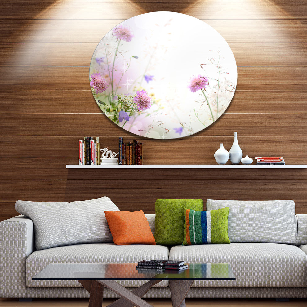 Beautiful Pastel Floral Pattern, Floral Round Wall Art, 23"