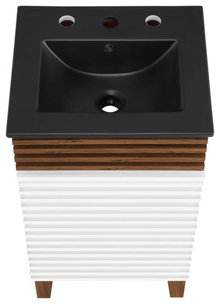 Render 18" Bathroom Vanity, White Walnut Black