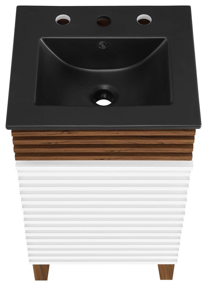 Render 18" Bathroom Vanity, White Walnut Black