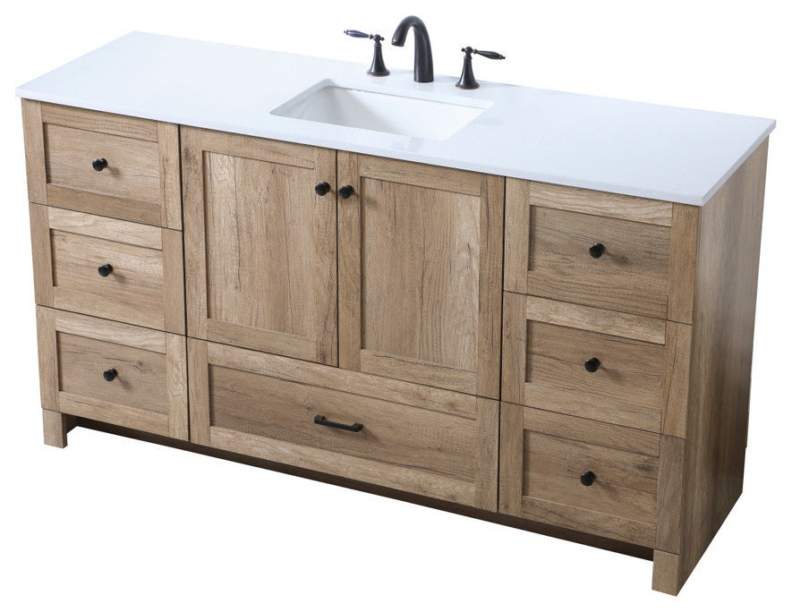 Home Living 60" SIngle Bathroom Vanity, Natural Oak