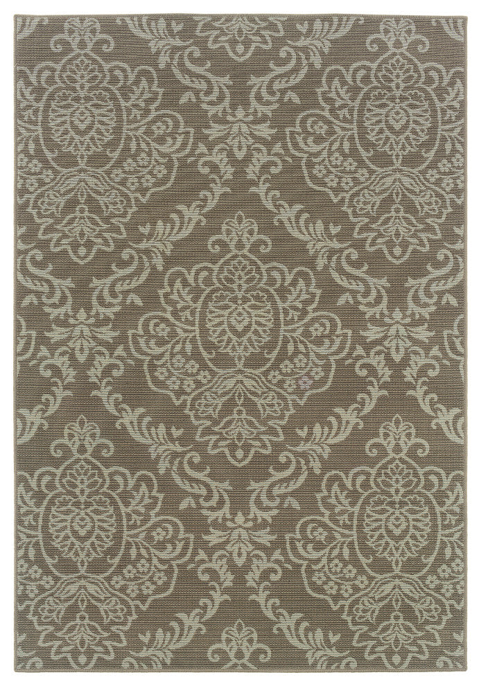 Oriental Weavers Bali Collection Grey/Blue Floral Indoor/Outdoor Rug 6'7"X9'6"