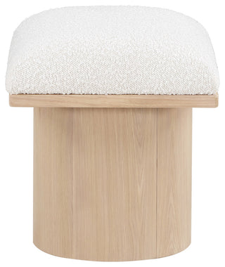 Pavilion Boucle Fabric Upholstered Bench/Stool, Cream, Natural Finish