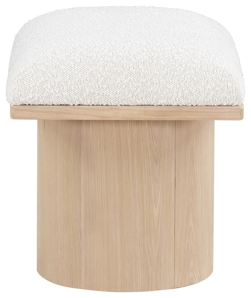 Pavilion Boucle Fabric Upholstered Bench/Stool, Cream, Natural Finish