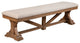 Benzara BM283851 69" Dining Accent Bench Beige Fabric Cushion, Pine Wood, Brown