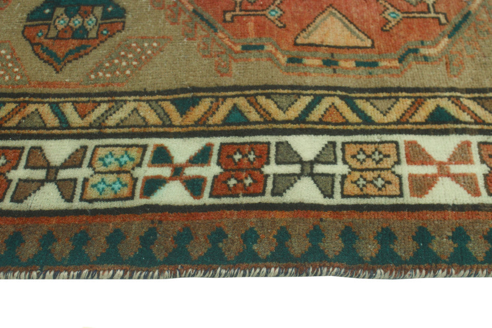 Fine Vintage Distressed Goudarz Light Brown/Ivory Runner, 3'4x11'1