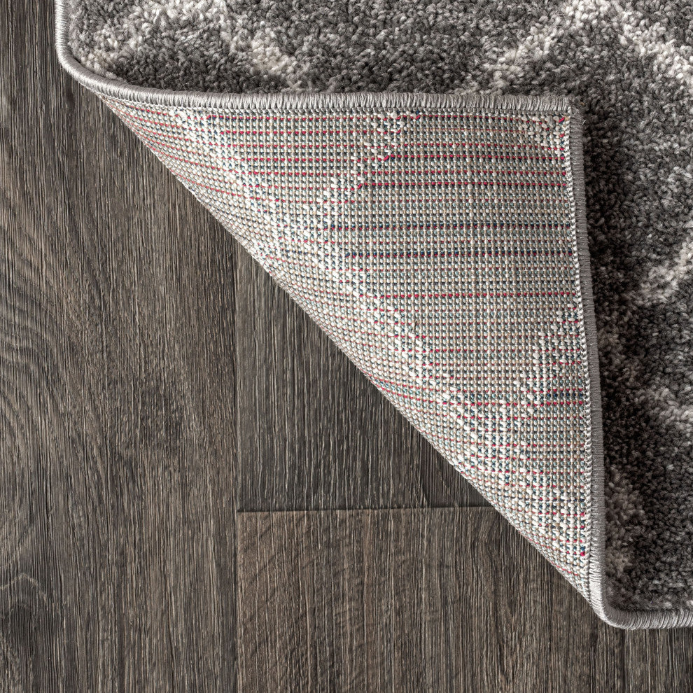 Aksil Moroccan Beni Souk Area Rug, Gray/Cream, 2'x8'