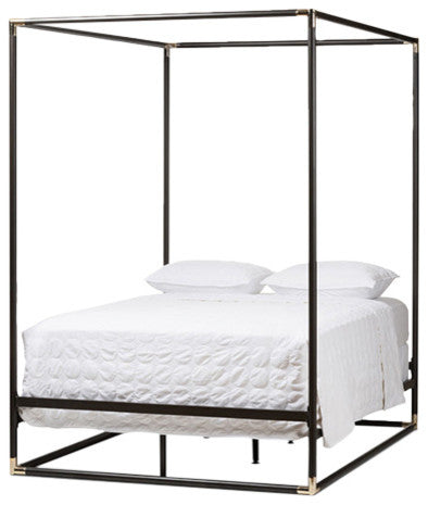 Eva Black Finished Metal Canopy Queen Bed