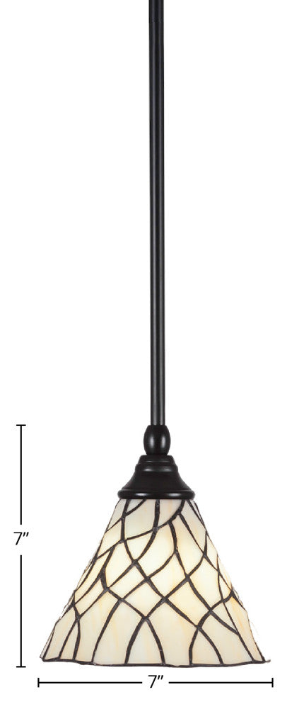 Stem 1-Light Pendant with Hang Straight Swivel, Matte Black/Sandhill Art