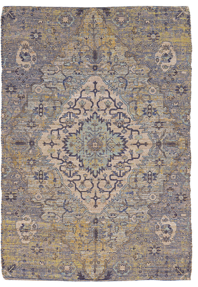 Morris Blue/Yellow Gramercy Distressed Moroccan Accent Rug, 5' X 7'
