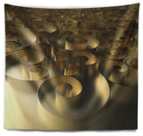 Golden Curly Abstract 3D Design Abstract Wall Tapestry, 92"x78"