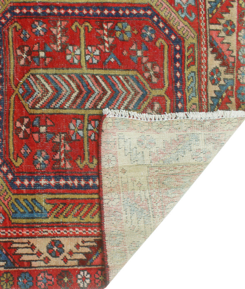 Fine Vintage Distressed Ebun Red/Blue Runner, 3'4x10'10