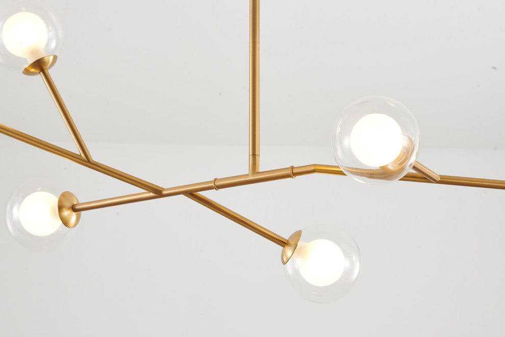 7-LightGold St eel Chandelier With Glass Shades
