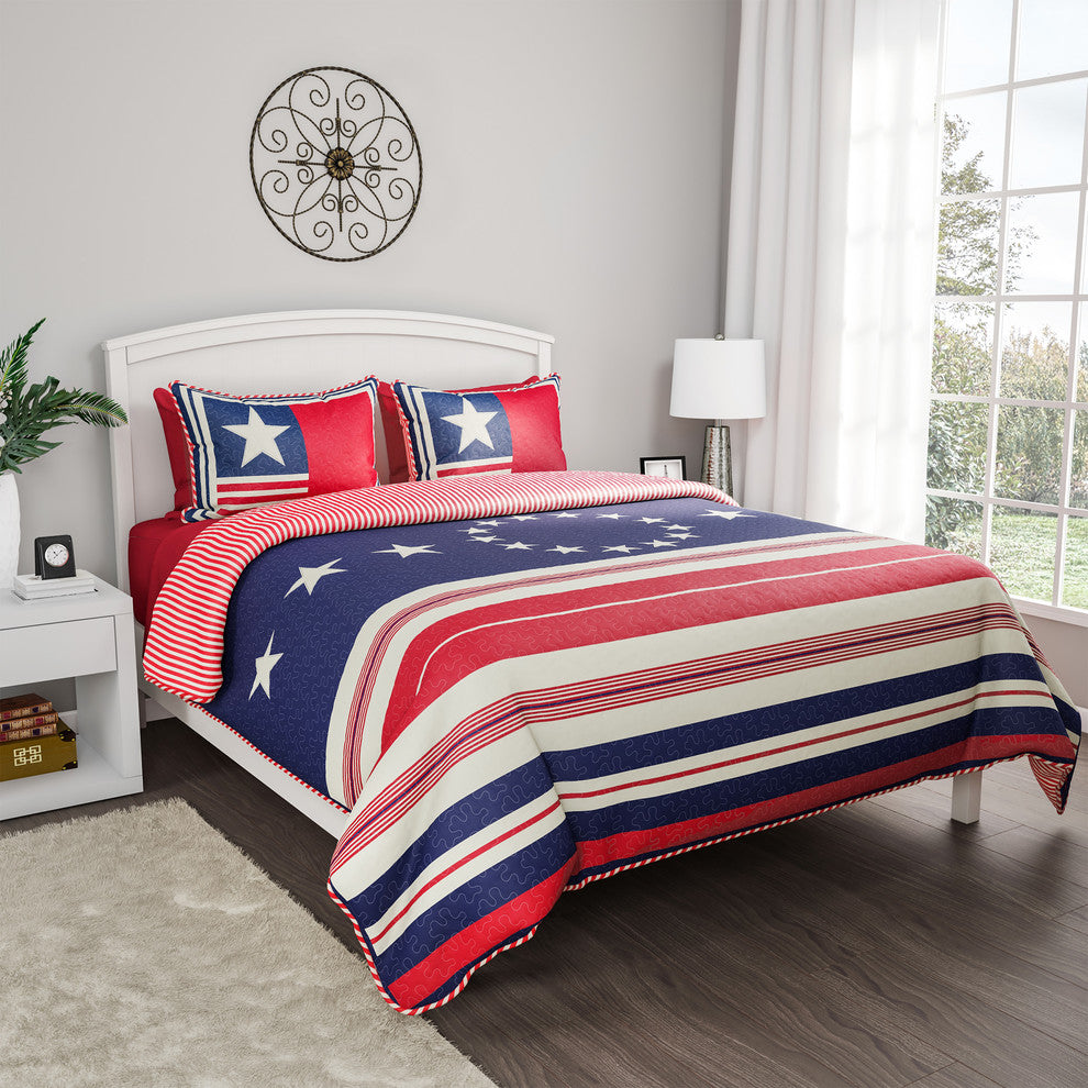LHC Glory Bound Americana Flag Bed Set, Twin Xl