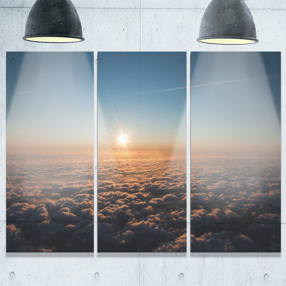 "Sunset Above the Dark Clouds" Oversized Beach Metal Wall Art, 3 Panels, 36"x28"