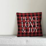 Plaid Peace Love & Joy 16"x16" Throw Pillow Cover