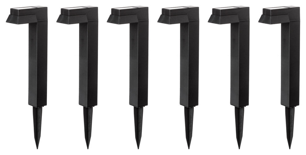 15"H Solar Powered SMD LED Pathway Ground Light, Set of 6